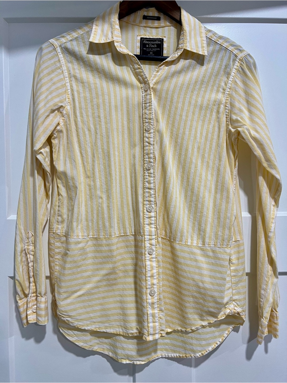 Abercrombie & Fitch Pale Yellow & White Striped Button-Down Shirt
